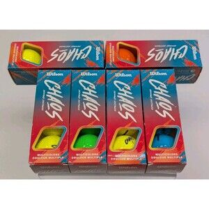 Wilson Chaos 18 Golf Balls  (6 Sleeves of 3) Bright Green, Blue,Yellow,Orange